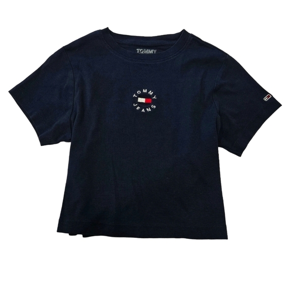 Tommy Hilfiger Tops - ✨2/$25 Tommy Hilfiger Tommy Jeans Cropped Navy Tee Crew Neck Casual Top